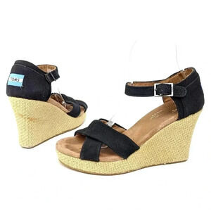 Toms Open Toe Strappy Wedge Espadrille Heels - 7.5